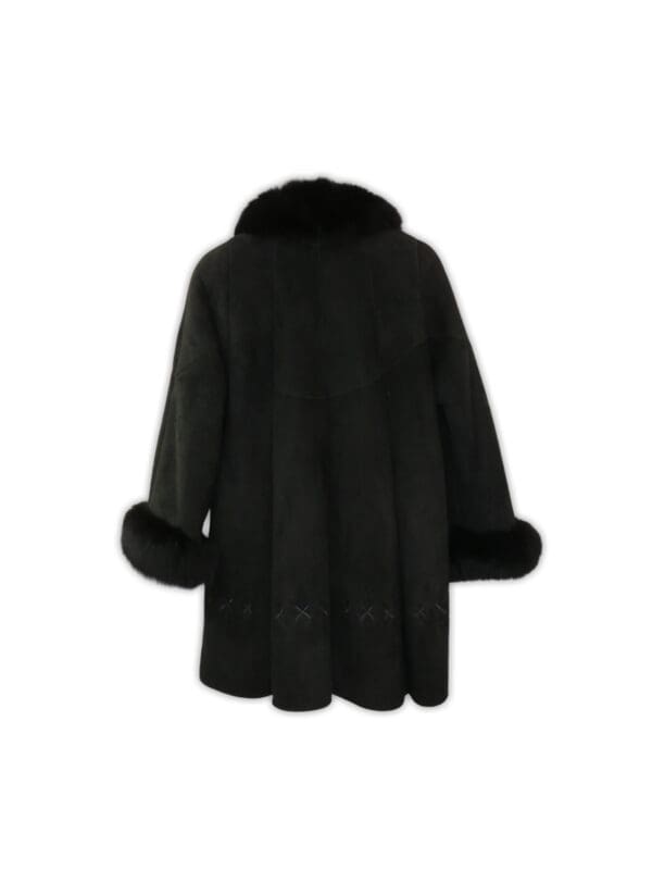 Small, fleece, sheepskin, fur cuffs, black winter coat