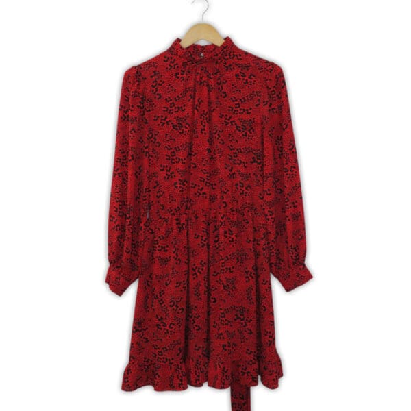 Long Sleeve red leopard print dress