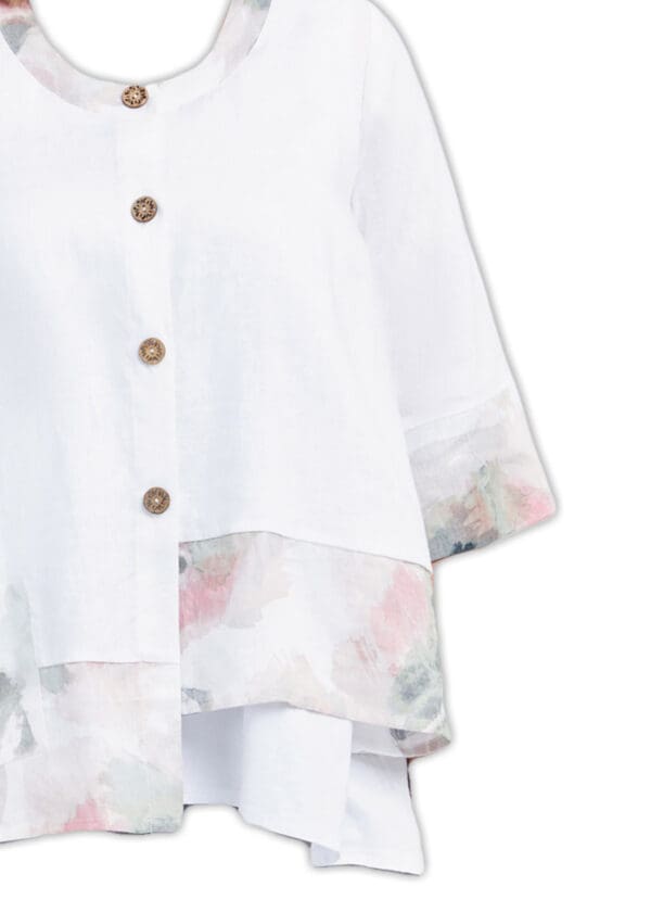 White Linen 3/4 sleeve lightweight jacket