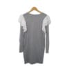 Grey cotton long sleeve dress with frills at the top of the sleeve cap