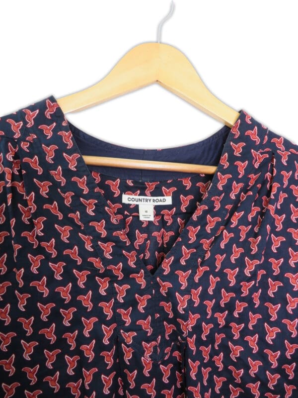 Bird Print button up shirt lightweight