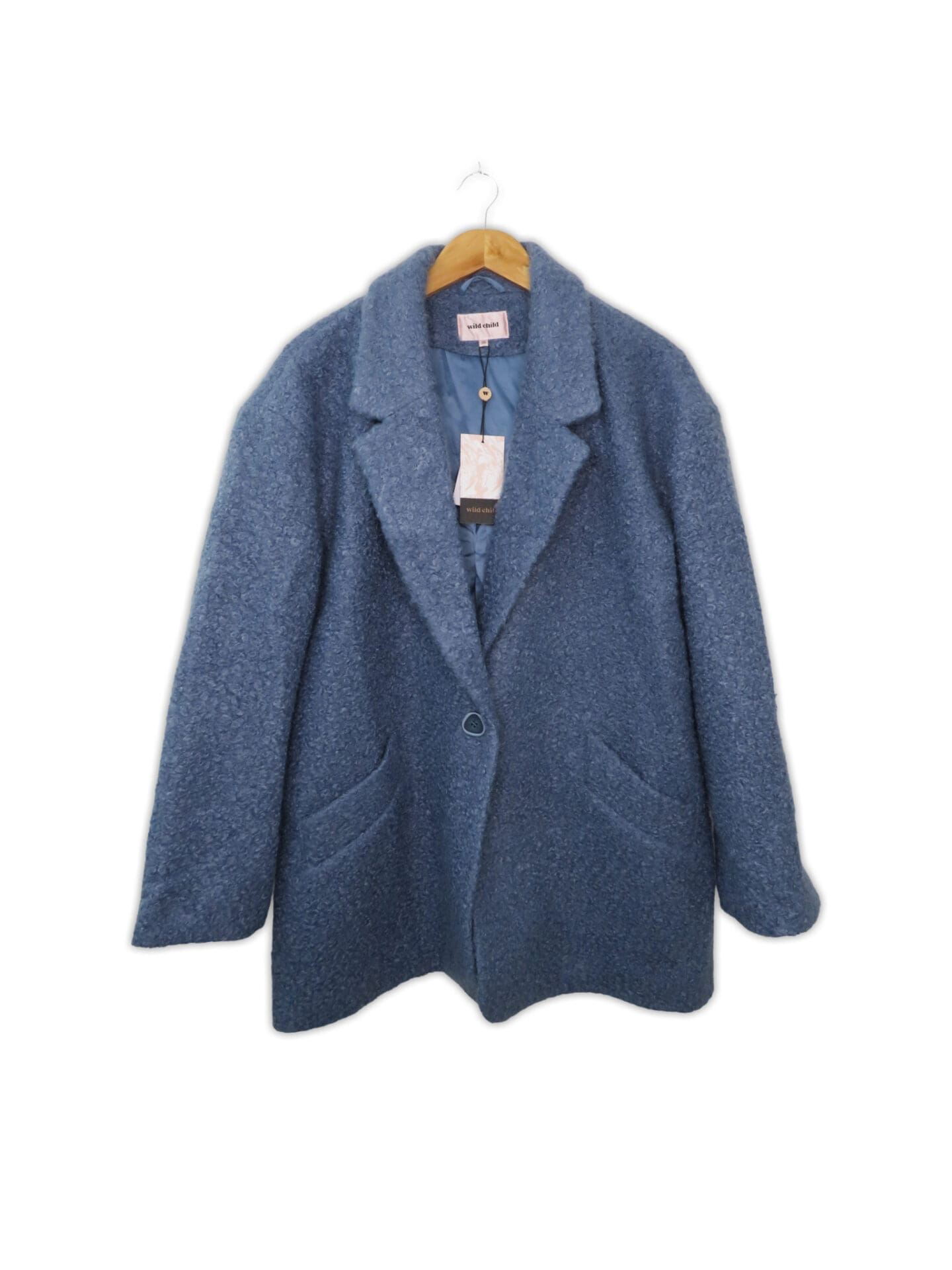 Blue textured women's tailored coat
