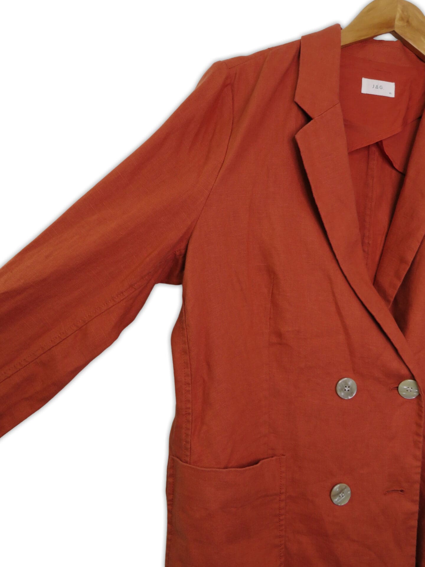 Orange linen women's loose fitting blazer