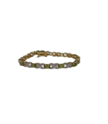 Gold Plated Sterling Silver Bracelet with Oval Peridots