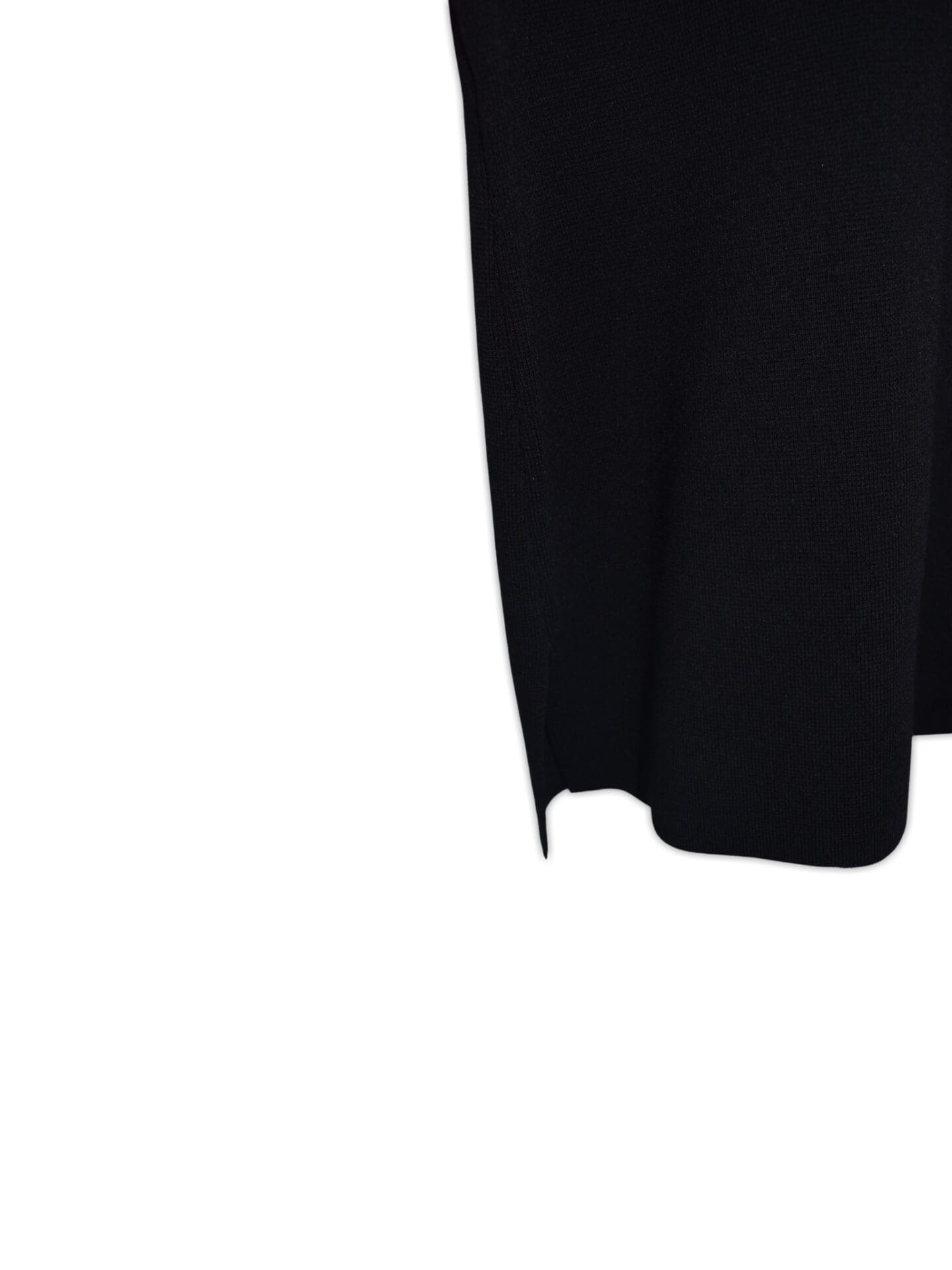 Black, small, ribbed knit, medium weight, high neckline top
