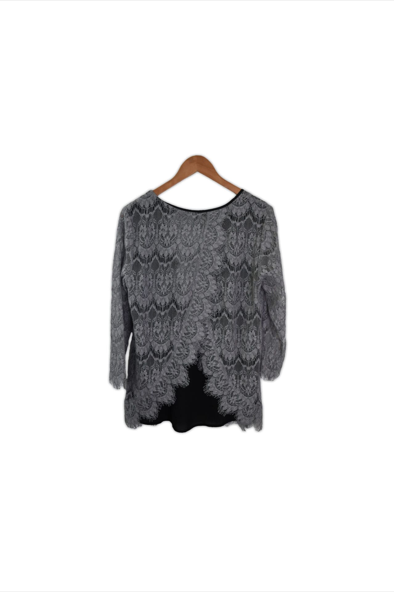 L silver lace 3/4 sleeve top