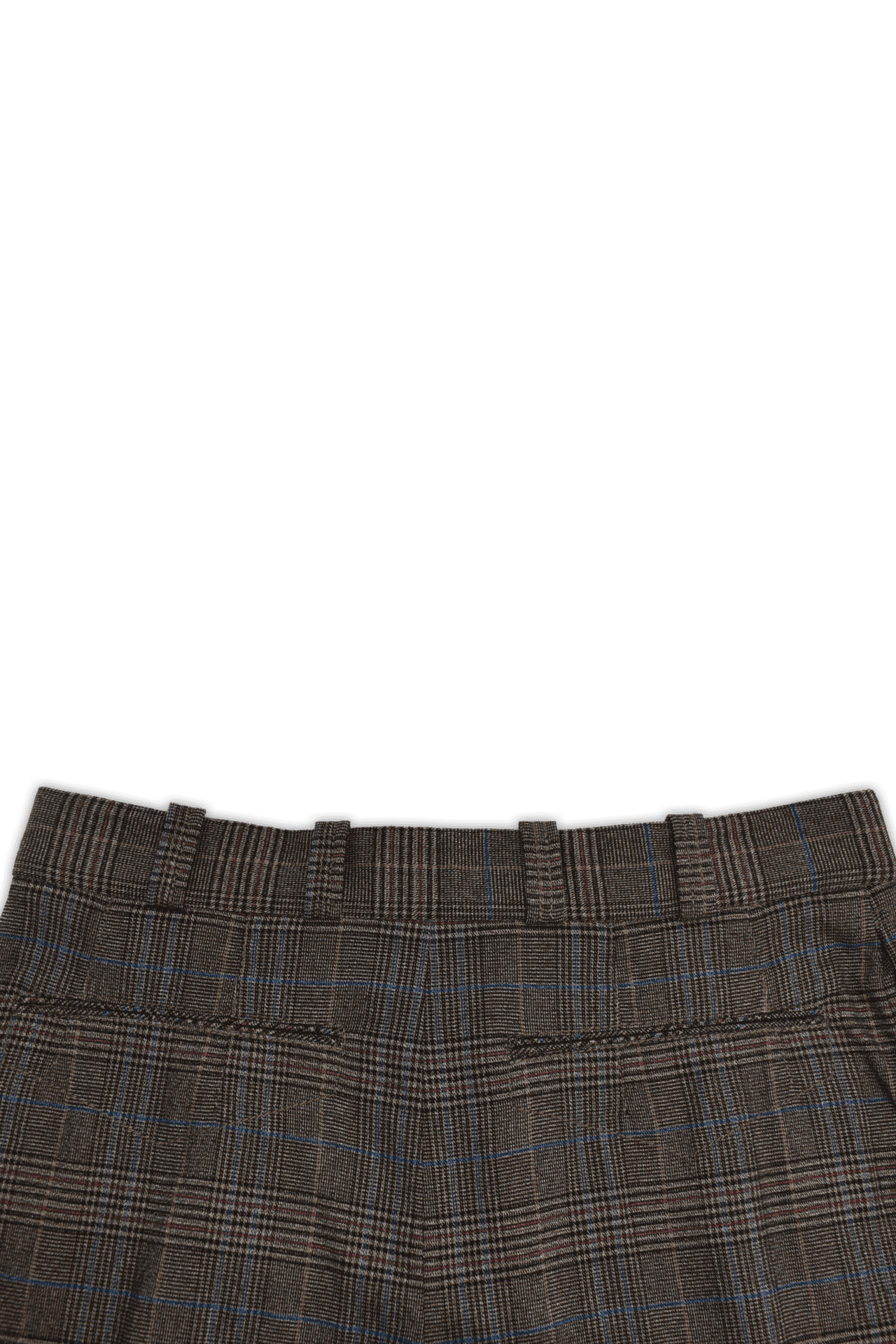 Tartan Karen Walker Pants featuring tailored fly front, belt loops, two front inseam and two back double jetted pockets.