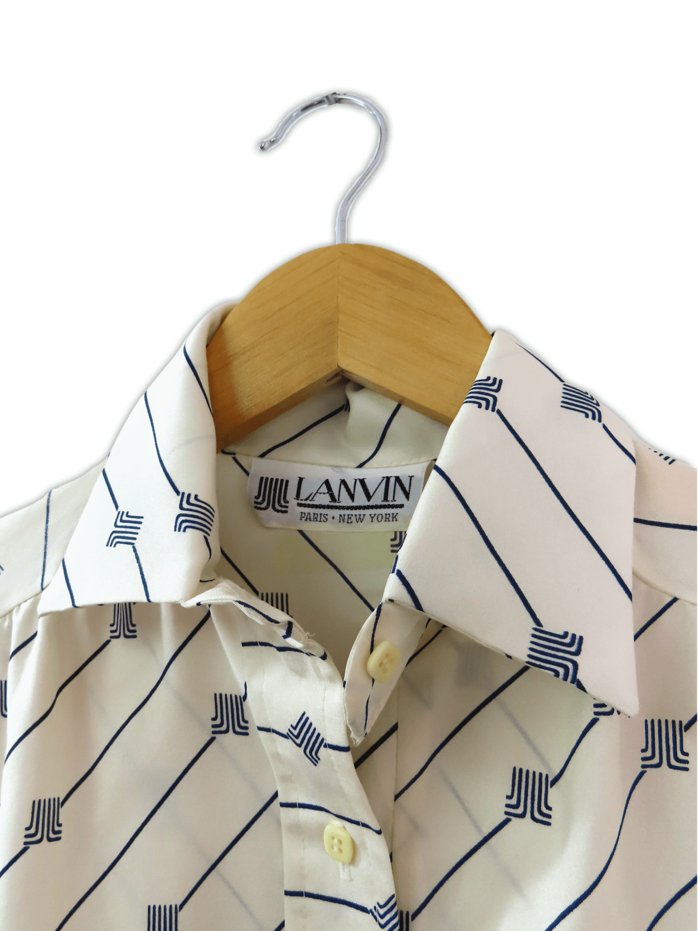Button down shirt dress featuring iconic Lanvin logo pattern all over, with a matching fabric waist belt.