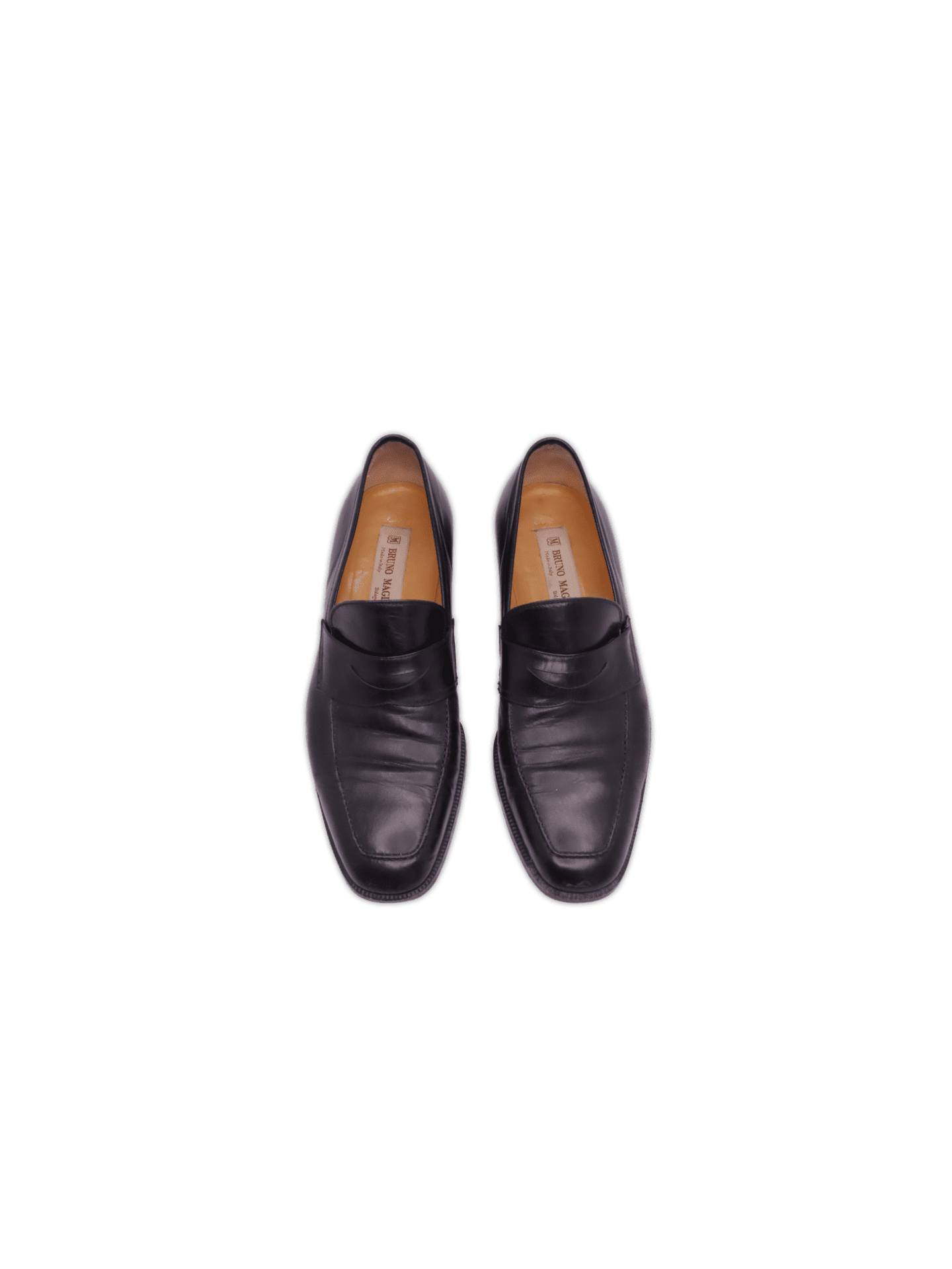 These penny loafers feature Italian calf leather linings, Italian leather outsoles, Blake-stitched construction and Italian brush-off calf uppers. Loafers are Black with Dark Brown soles and are a size EU 41 / NZ 7. Made in Italy from genuine Italian leather.