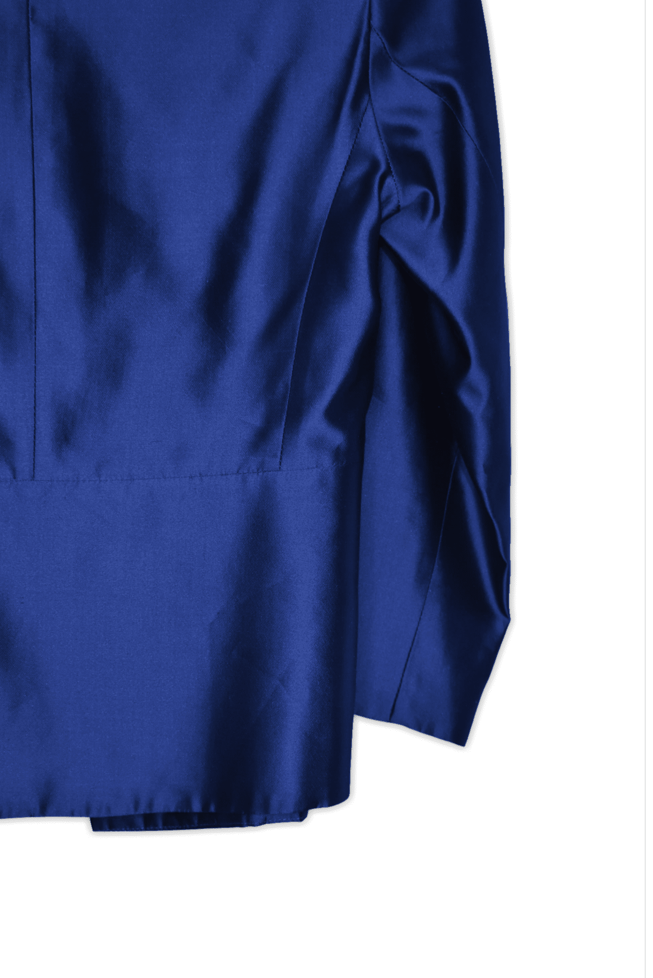 Formal blazer featuring a peplum flare hem and two front buttons. Made in Australia. Small, royal blue