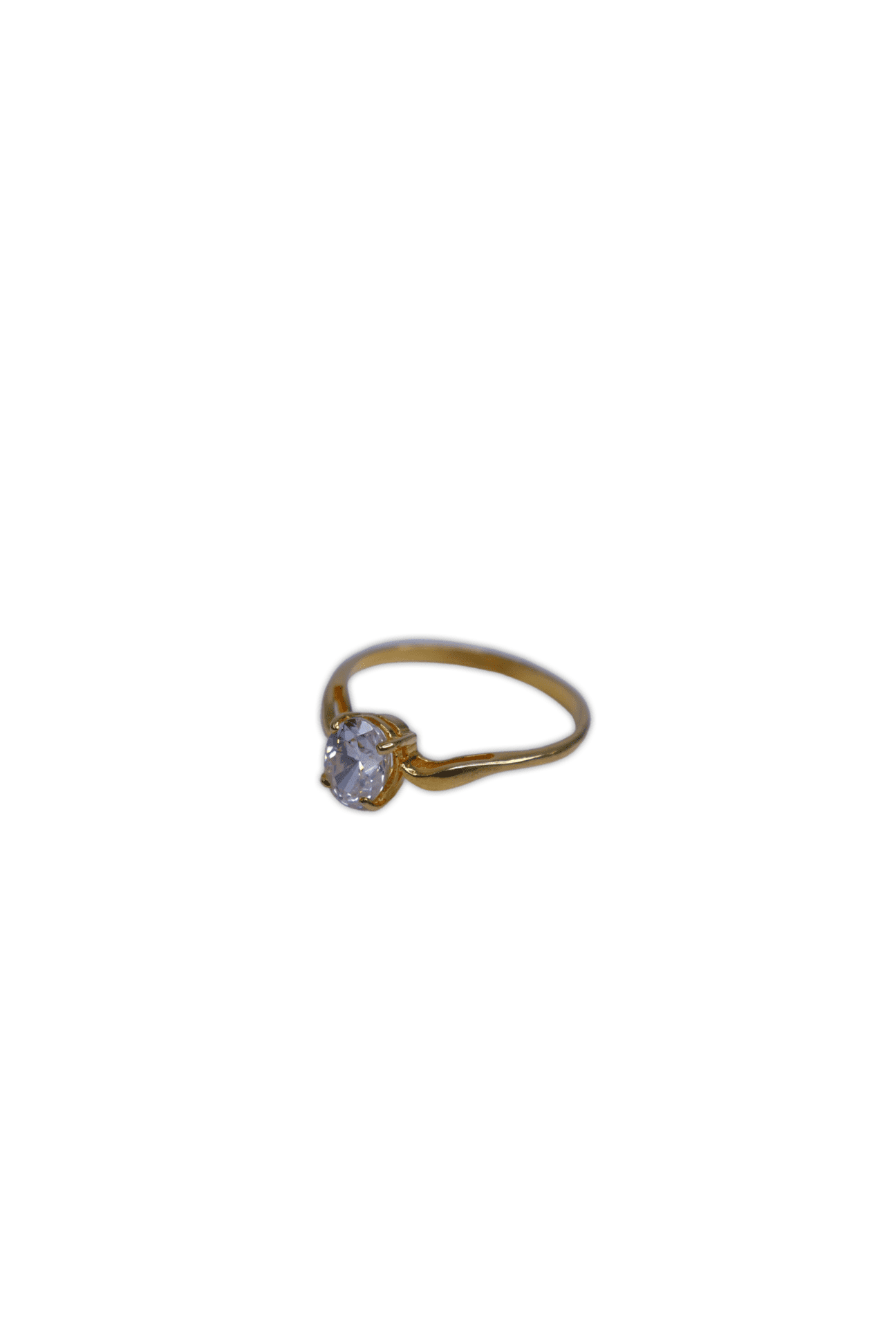 Delicate ring band with oval cut crystal. Size: 17.4mm / NZ O