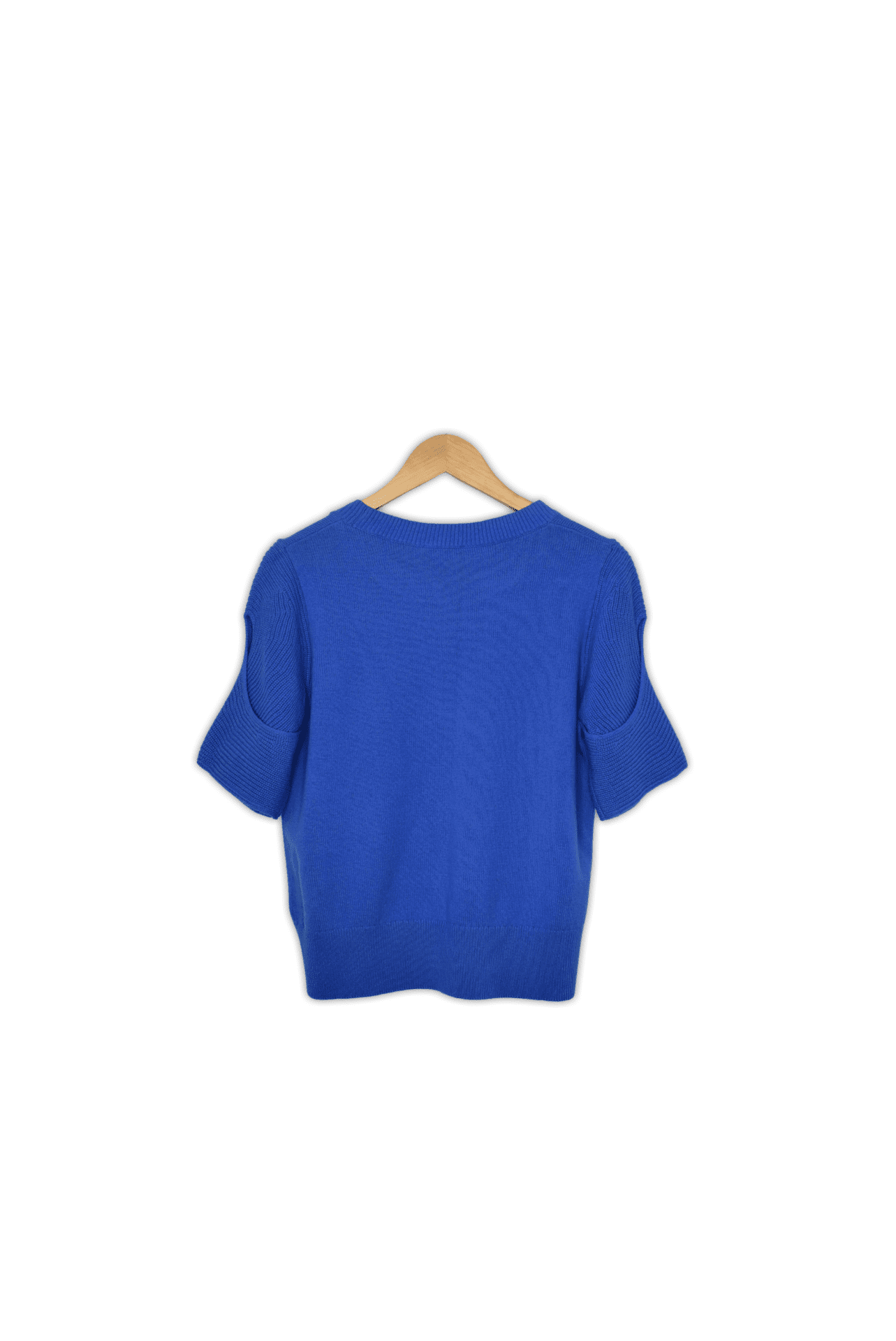 Royal blue wool knit short sleeve top Small