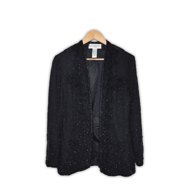 Silk, beaded jacket, medium. Black.