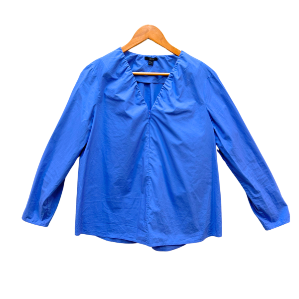 Blue Cotton Shirt with Front Zip Detail