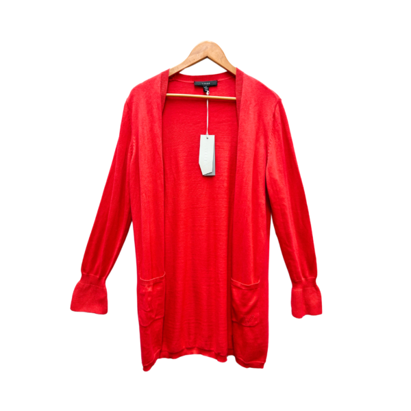 Verge Red Cardigan with Bell Sleeves