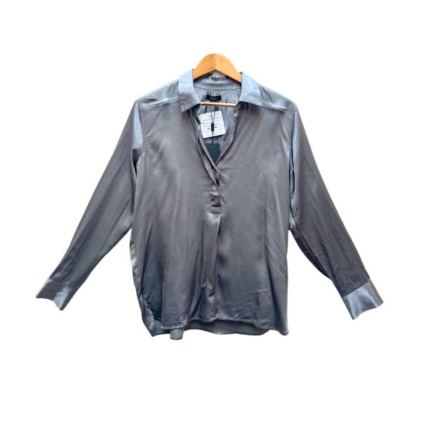 Gray Satin Blouse - Perfect for Work or Casual Wear