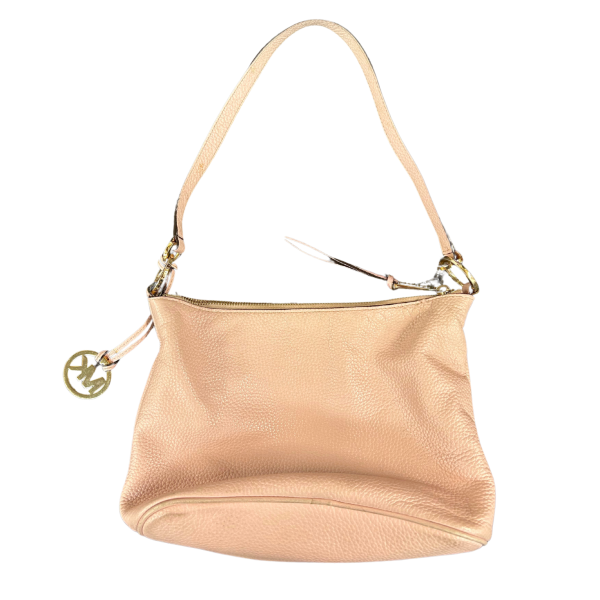 Beige Michael Kors leather handbag with gold zipper and logo charm